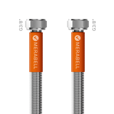 Σωλήνας inox AISI 316L, Merabell Aqua Profi, μπάνιο, G3/8 x G3/8, 80cm (με πλαστική επικάλυψη)