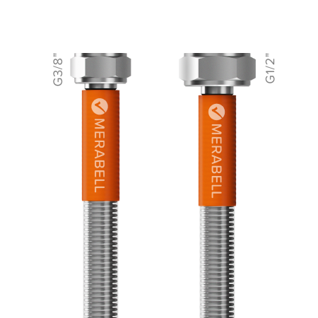 Σωλήνας inox AISI 316L, Merabell Aqua Profi, μπάνιο, G3/8 x G1/2, 80cm (με πλαστική επικάλυψη)