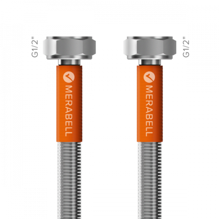 Σωλήνας inox AISI 316L, Merabell Aqua Profi, μπάνιο, G1/2 x G1/2, 35cm (με πλαστική επικάλυψη)