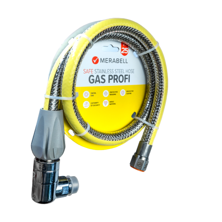 Σωλήνας inox AISI 316L, Merabell Gas Profi με βαλβίδα, G1/2, bayonet lock 75cm