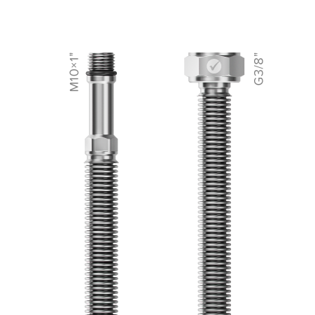 Σωλήνας inox AISI 316L, Merabell Aqua Classic, νεροχύτη-νιπτήρα, G3/8 χ M10x1 μακρύ σπείρωμα 35cm (χωρίς πλαστική επικάλυψη)